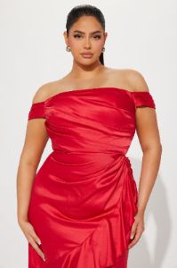Kyla Satin Gown - Red sold by Fashion Nova