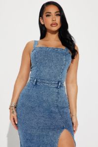 Addison Denim Maxi Dress - Light Wash sold by Fashion Nova