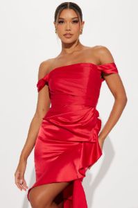 Kyla Satin Gown - Red sold by Fashion Nova