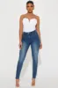 Putting You On Stretch Moto Skinny Jeans - Medium Wash sold by Fashion Nova