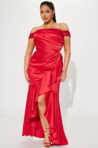 Kyla Satin Gown - Red sold by Fashion Nova