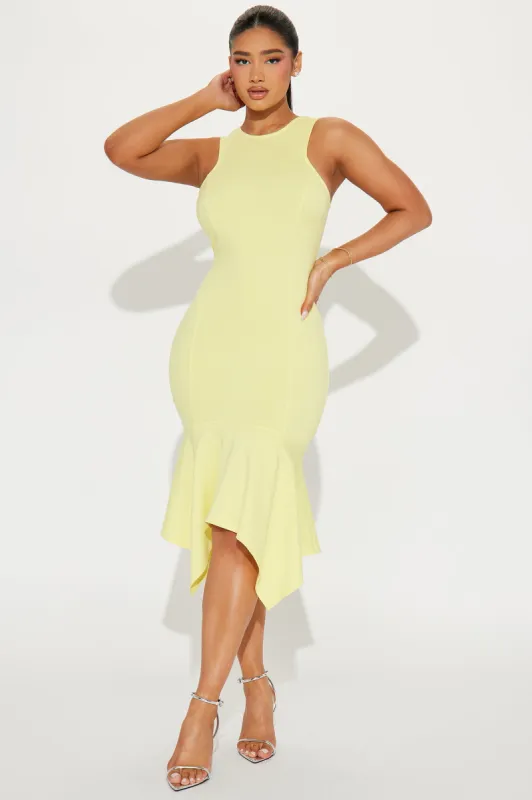 My Cup of Tea Midi Dress - Yellow sold by Fashion Nova