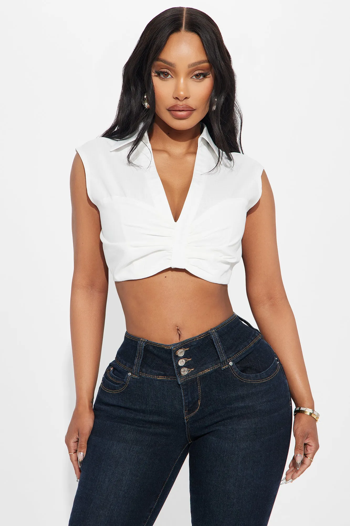 Free Spirit Linen Blouse Top - Ivory sold by Fashion Nova
