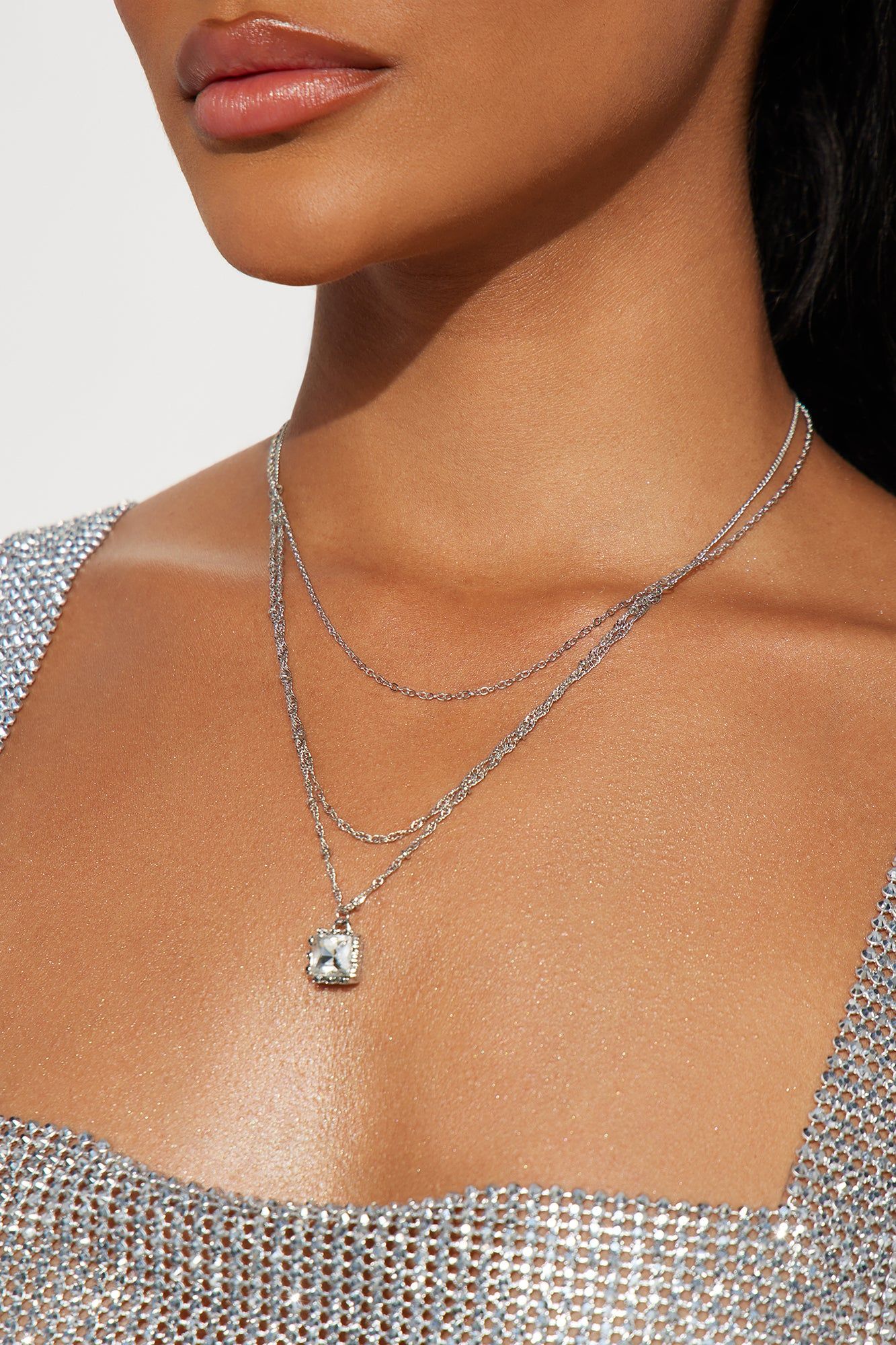 My Everyday Rhinestone Necklace - Silver sold by Fashion Nova