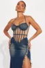 Jenni Corset Denim Maxi Dress - Denim sold by Fashion Nova