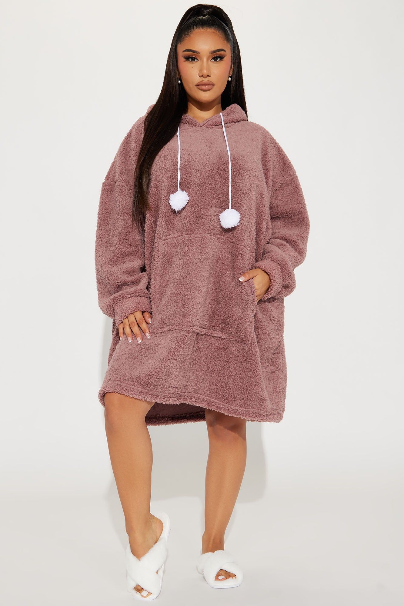 Cozy Up PJ Plush Big Cozy Hoodie - Brown sold by Fashion Nova