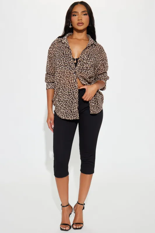 On Trend Leopard Shirt - Brown/combo sold by Fashion Nova