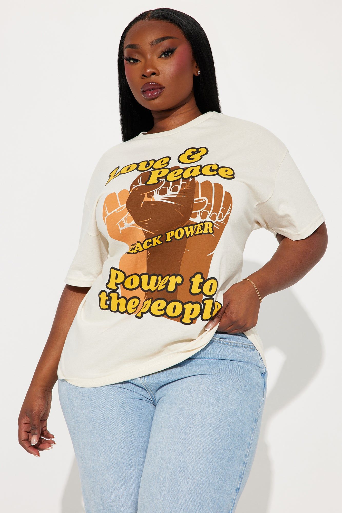 Love & Peace Tee - Natural/Combo sold by Fashion Nova product image thumbnail 4