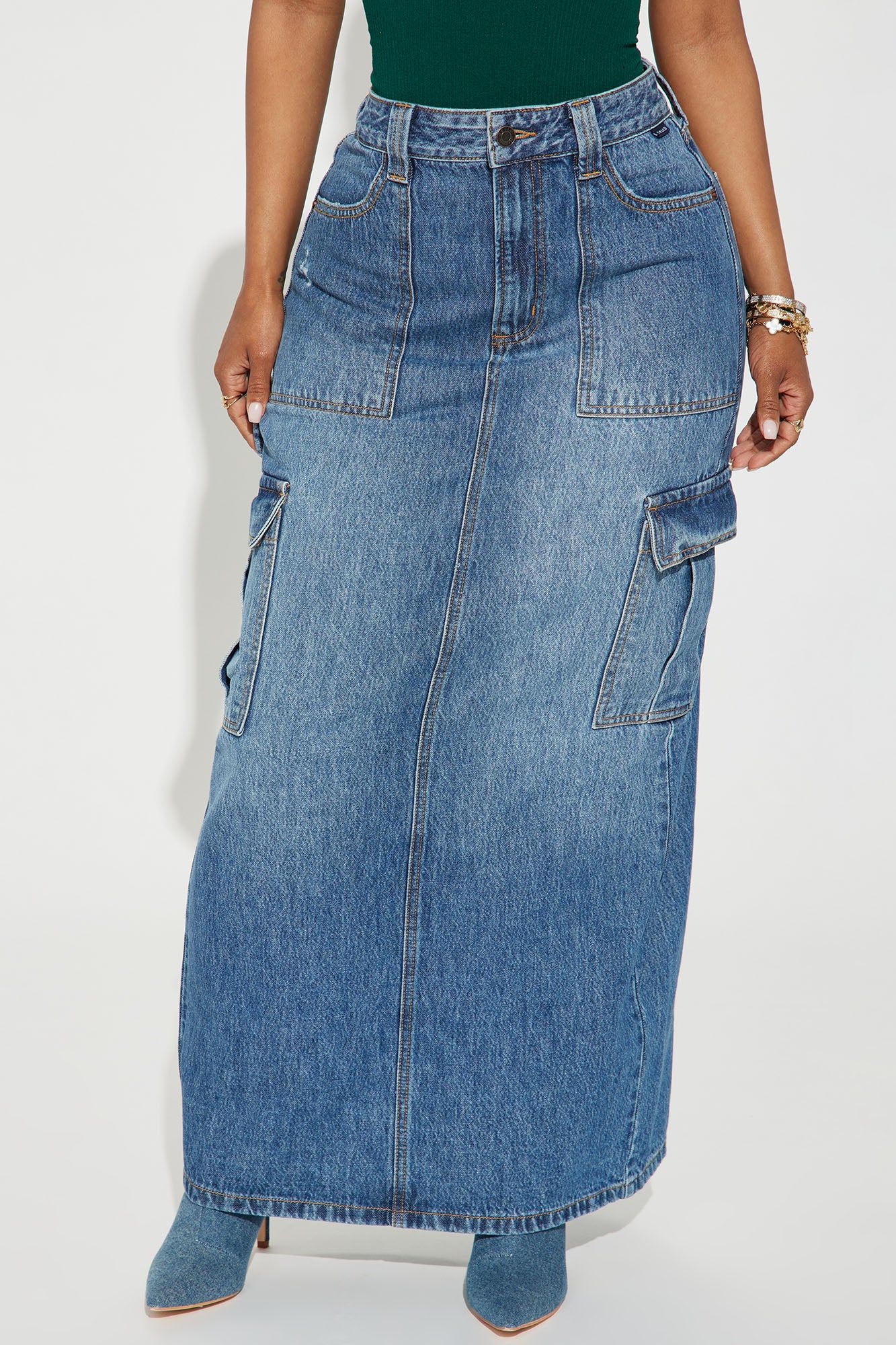 All Day Denim Cargo Maxi Skirt - Medium Wash sold by Fashion Nova product image thumbnail 2