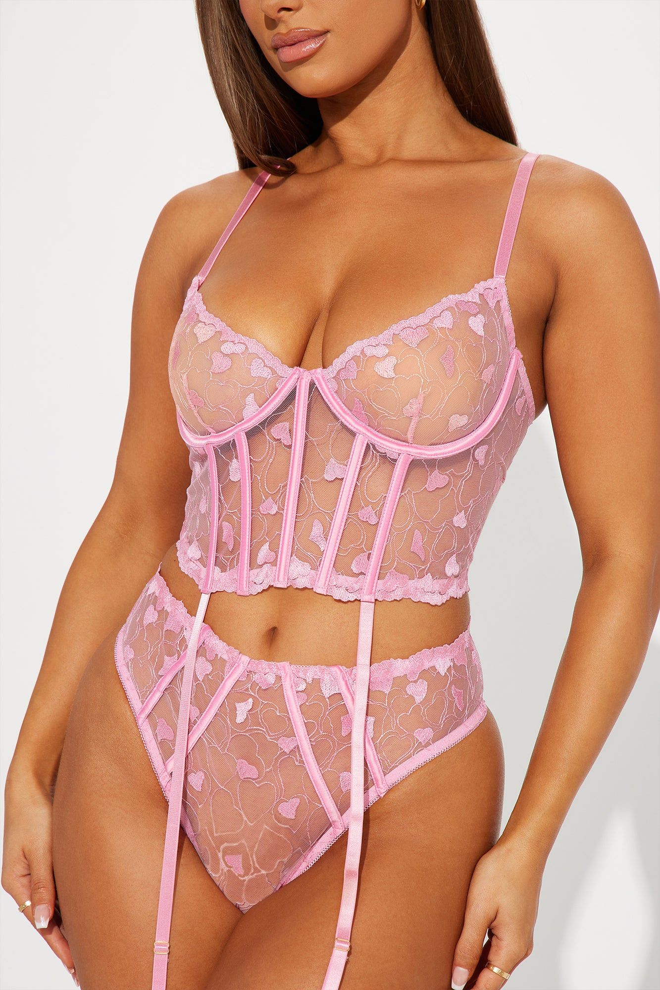 Heart Flutters Garter 2 Piece Set - Pink sold by Fashion Nova product image thumbnail 2