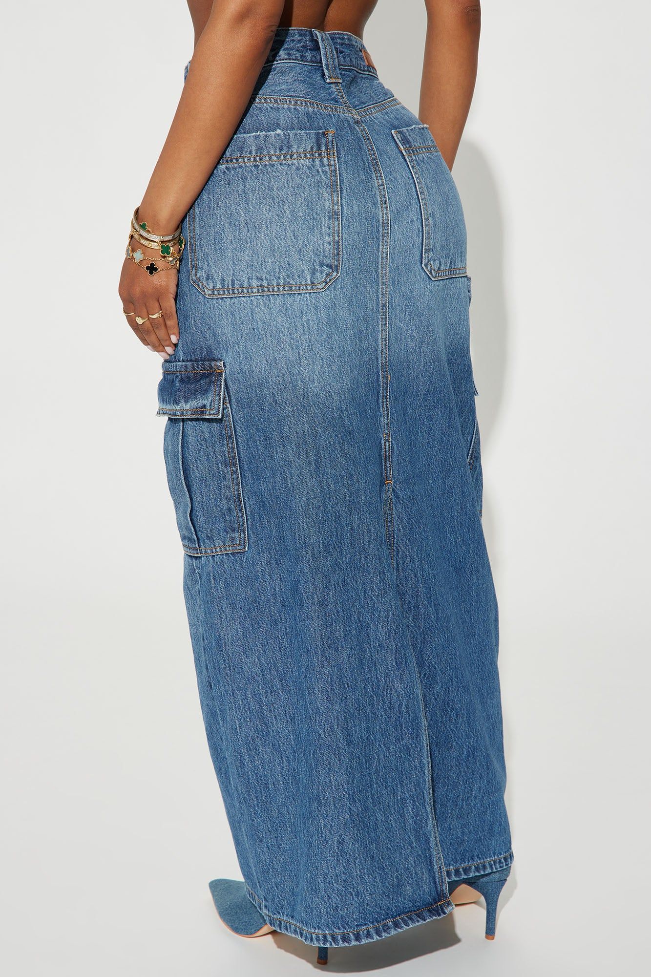 All Day Denim Cargo Maxi Skirt - Medium Wash sold by Fashion Nova product image thumbnail 3