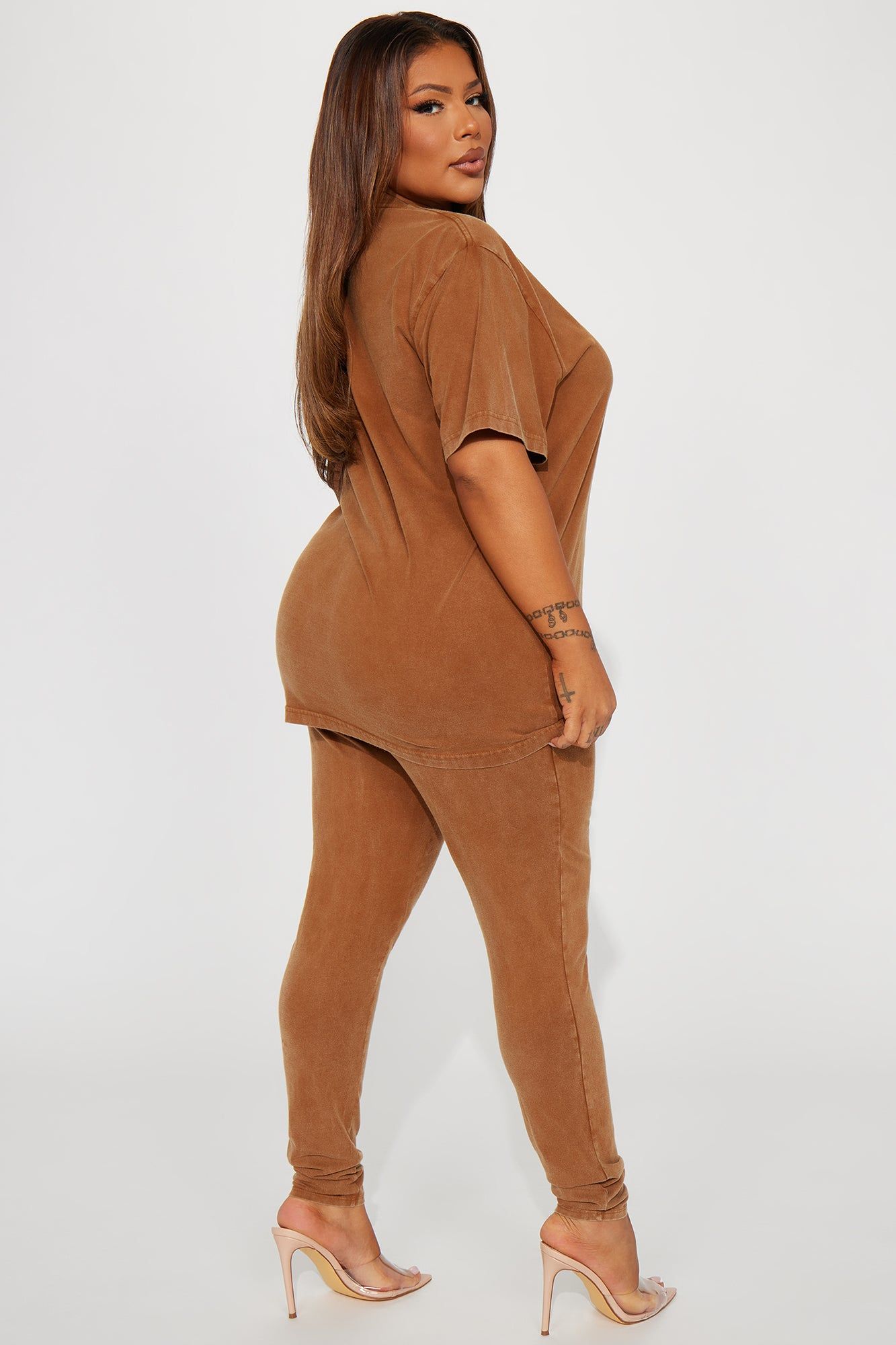 Stepping Out Mineral Wash Legging Set - Mocha sold by Fashion Nova product image thumbnail 6