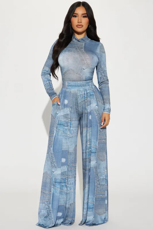 Kayley Pant Set - Blue sold by Fashion Nova