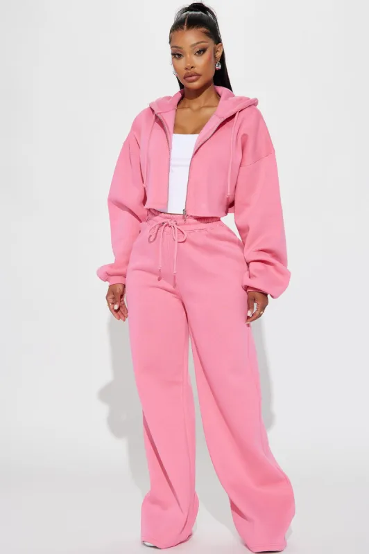 On The Go Fleece Pant Set - Pink sold by Fashion Nova