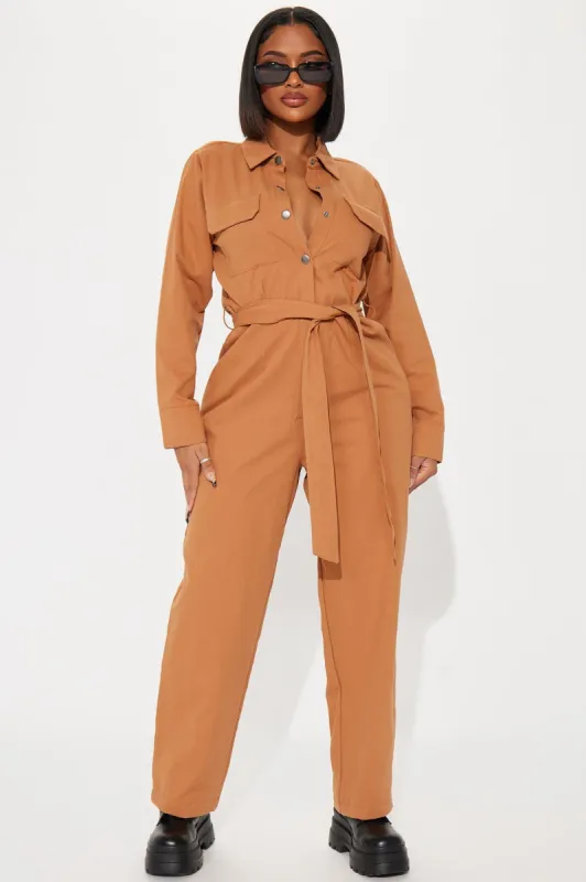 Always Bliss Jumpsuit - Brown sold by Fashion Nova