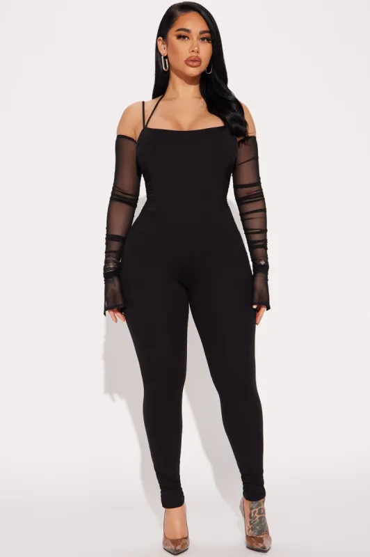 Don't Tell Me Now Jumpsuit - Black sold by Fashion Nova