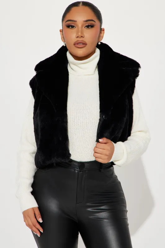Boujee Babe Faux Fur Vest - Black sold by Fashion Nova