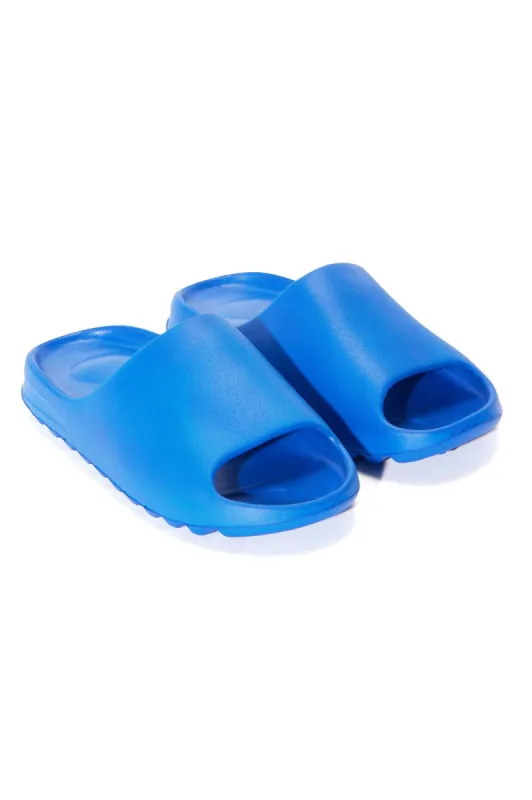 Day To Day Slip On Slides - Blue sold by Fashion Nova