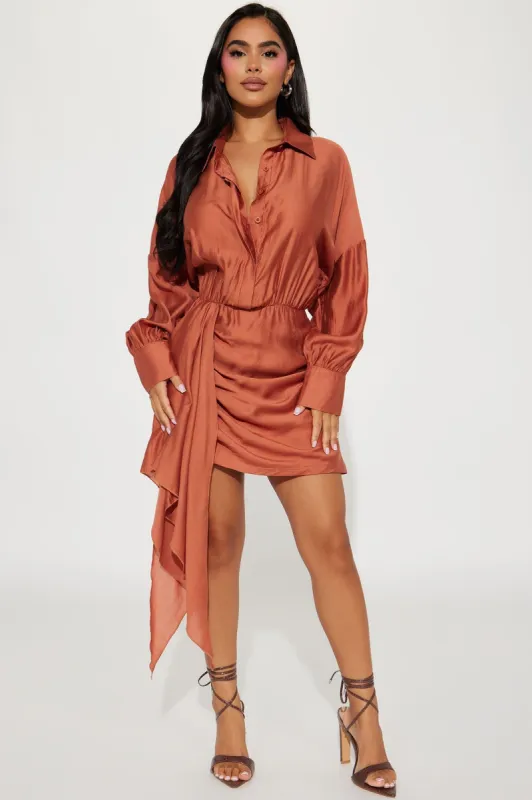Jamie Button Down Mini Dress - Rust made by Fashion Nova