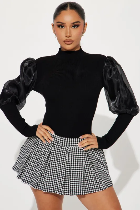 Minya Mock Neck Sweater - Black sold by Fashion Nova