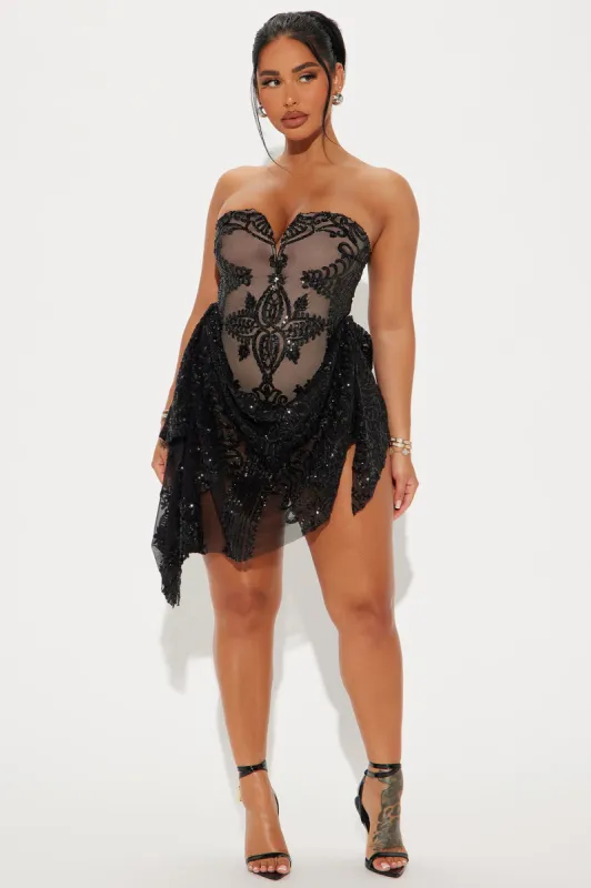 Luxe Devotion Mesh Micro Mini Dress - Black sold by Fashion Nova