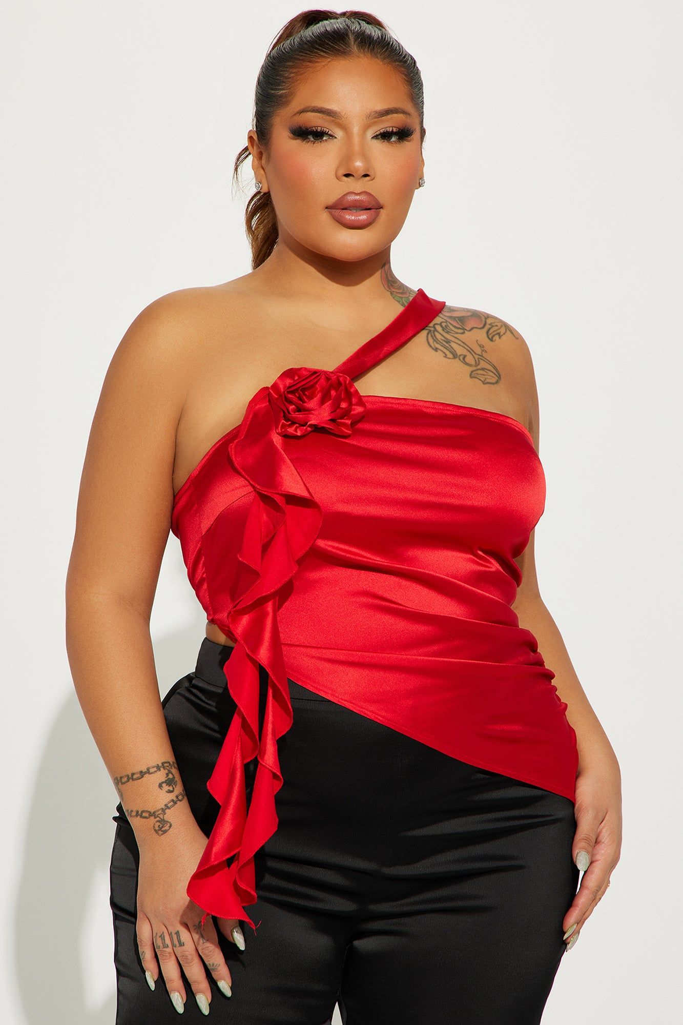 Belle Satin Blouse Top - Red sold by Fashion Nova product image thumbnail 4