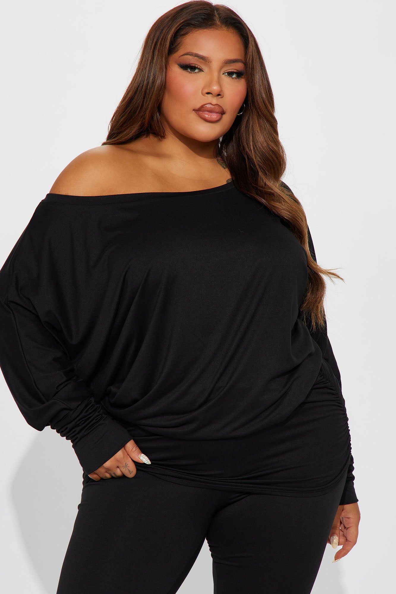 Camila Off Shoulder Legging Set - Black sold by Fashion Nova product image thumbnail 5