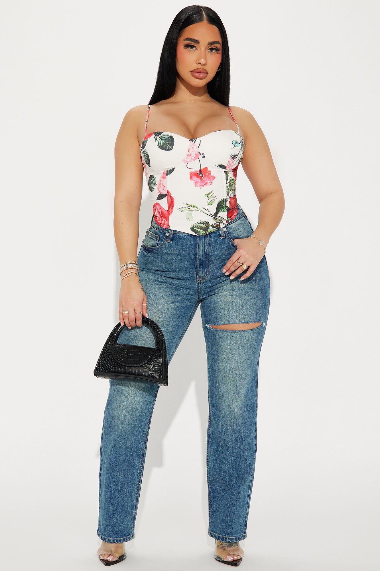 Rosa Floral Corset Top - White/combo sold by Fashion Nova product image thumbnail 2