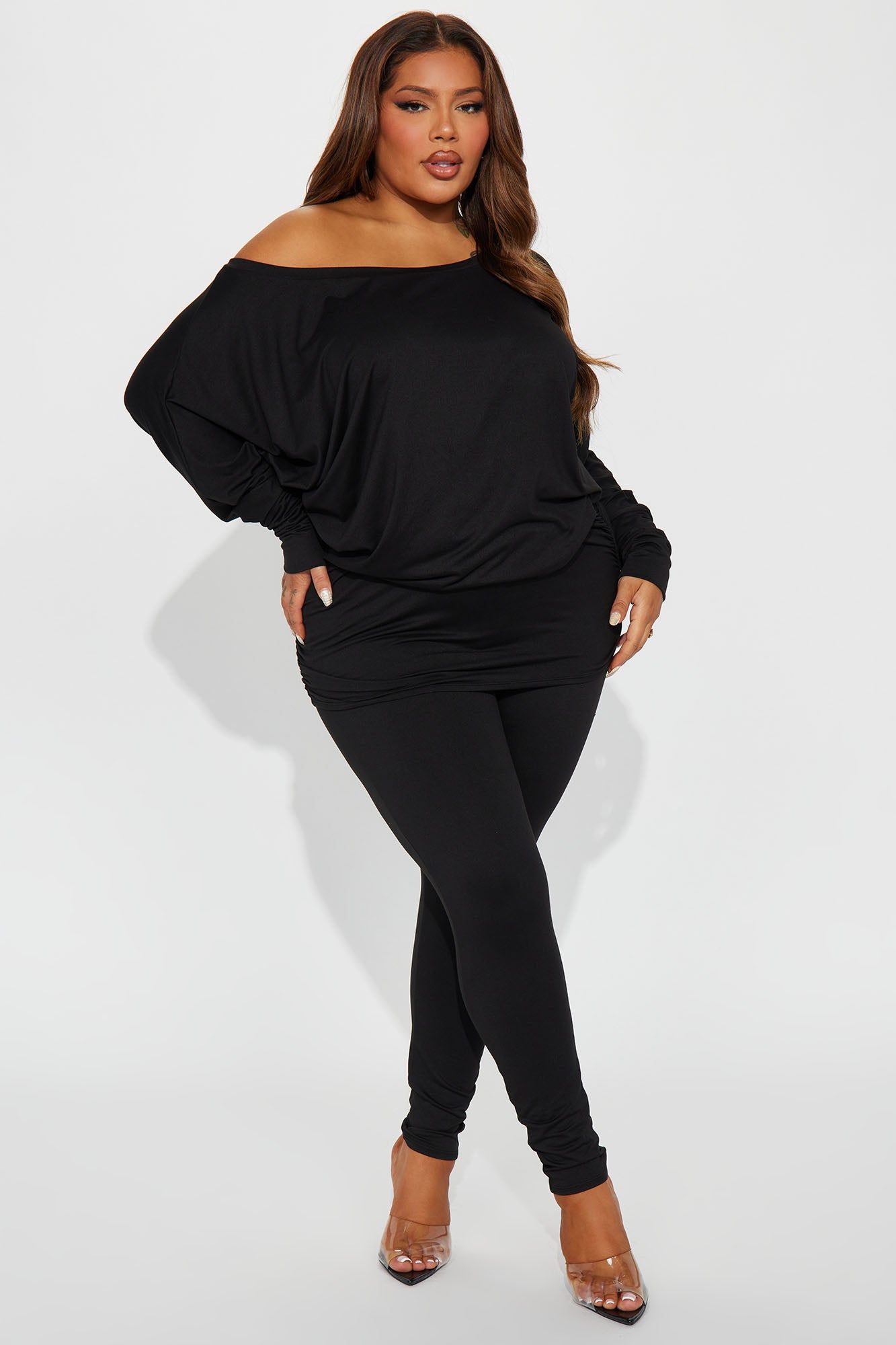Camila Off Shoulder Legging Set - Black sold by Fashion Nova product image thumbnail 4