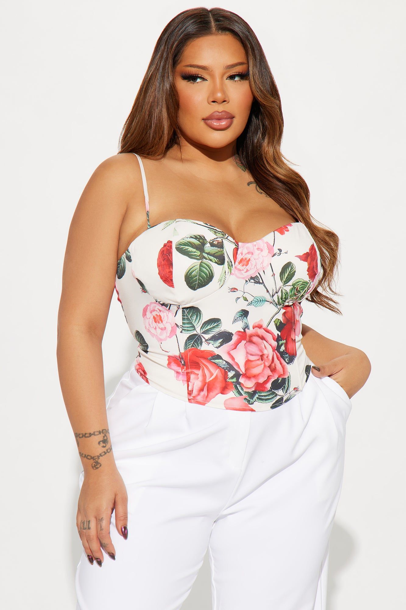 Rosa Floral Corset Top - White/combo sold by Fashion Nova product image thumbnail 4