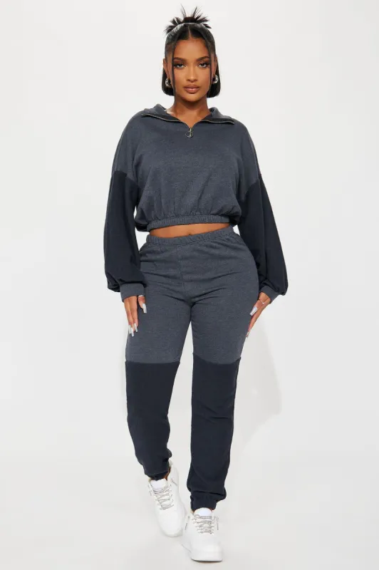 Never Leaving Jogger Set - Grey sold by Fashion Nova