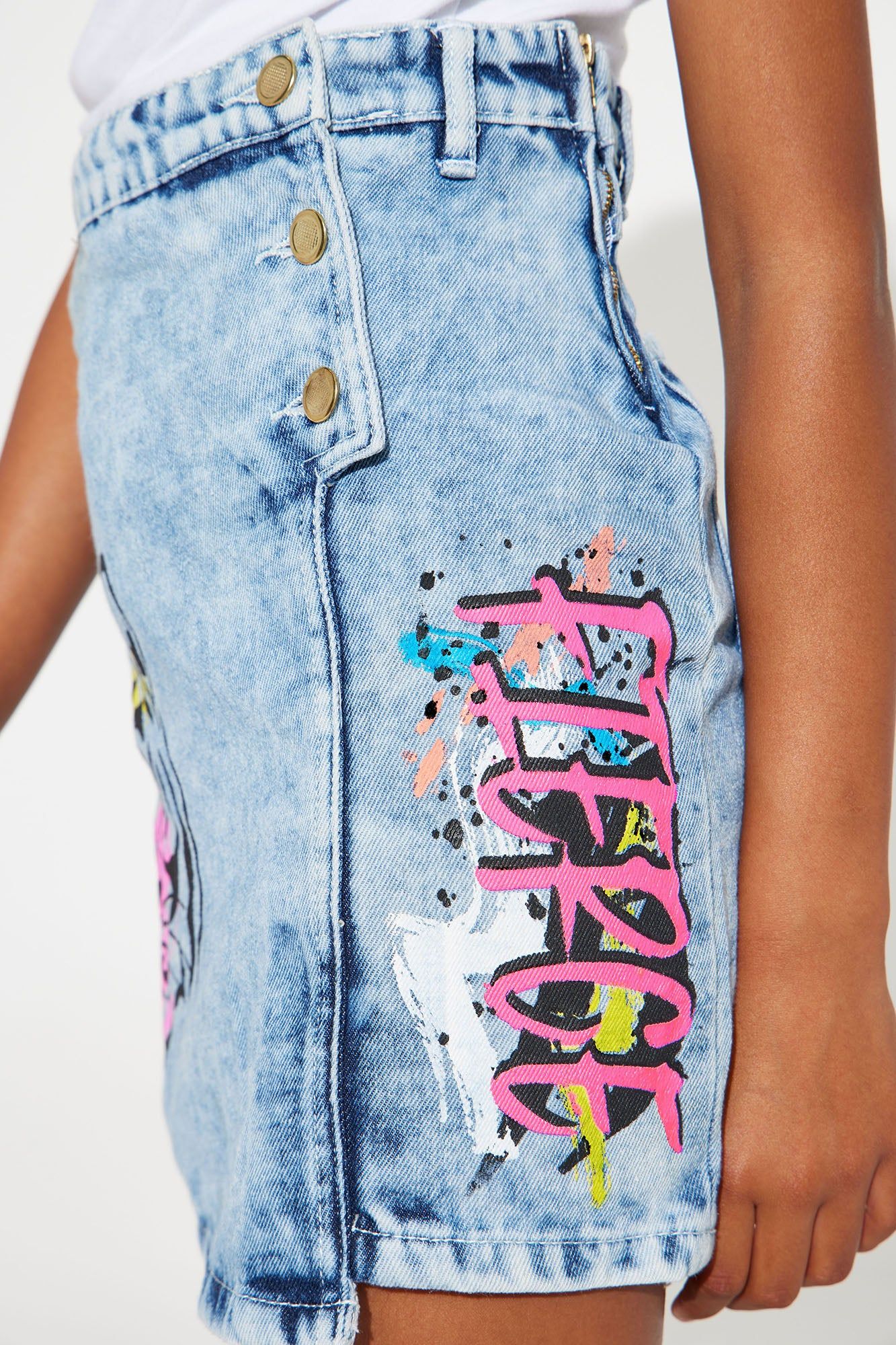 Mini Fierce Tiger Mock Wrap Denim Mini Skirt - Light Wash sold by Fashion Nova product image thumbnail 4