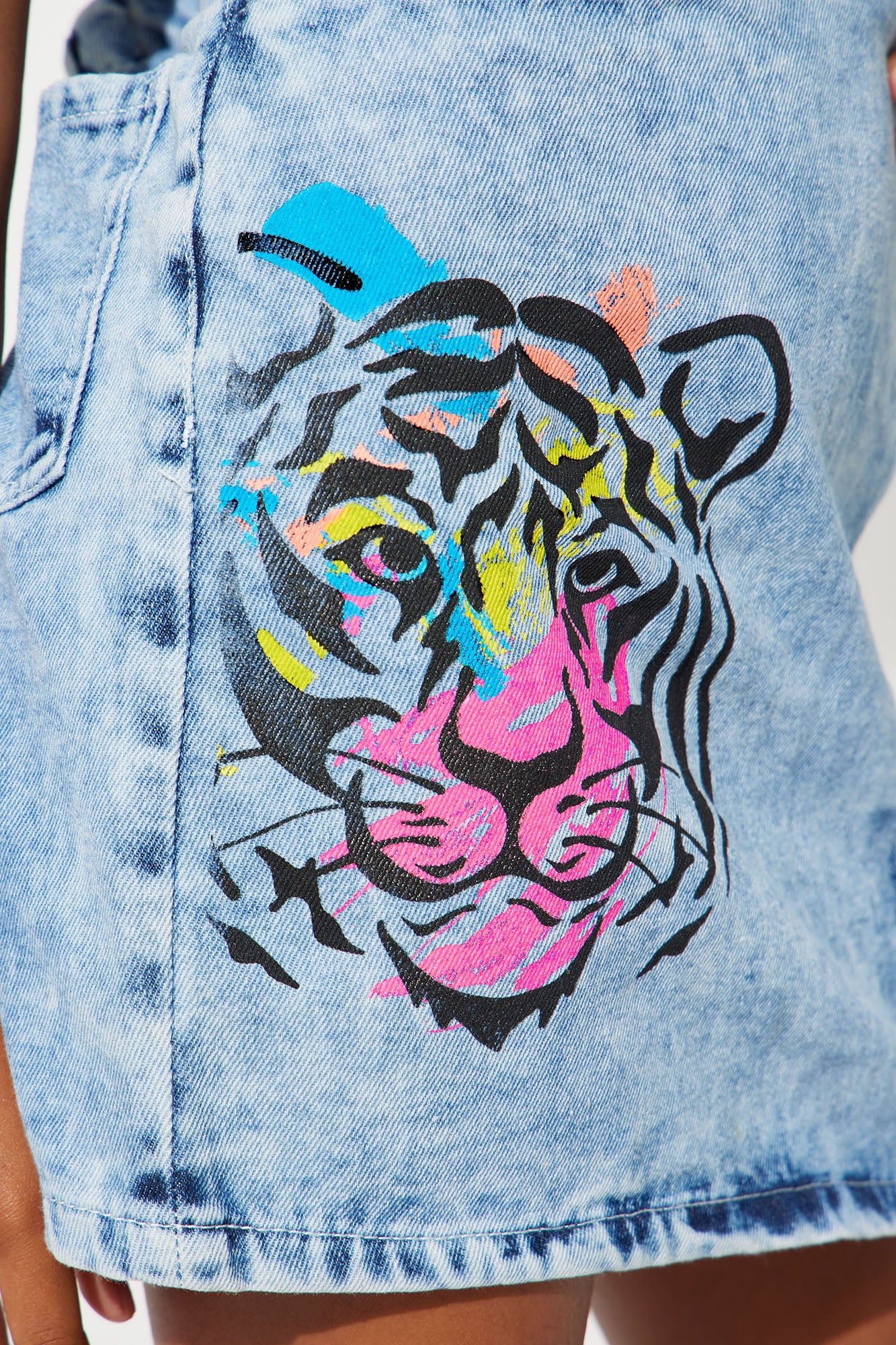 Mini Fierce Tiger Mock Wrap Denim Mini Skirt - Light Wash sold by Fashion Nova product image thumbnail 3