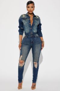 Kelly Ripped Tinted Stretch Skinny Jeans - Dark Denim sold by Fashion Nova