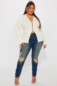 Kelly Ripped Tinted Stretch Skinny Jeans - Dark Denim sold by Fashion Nova