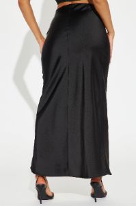 Brunch to GNO Satin Maxi Skirt - Black sold by Fashion Nova
