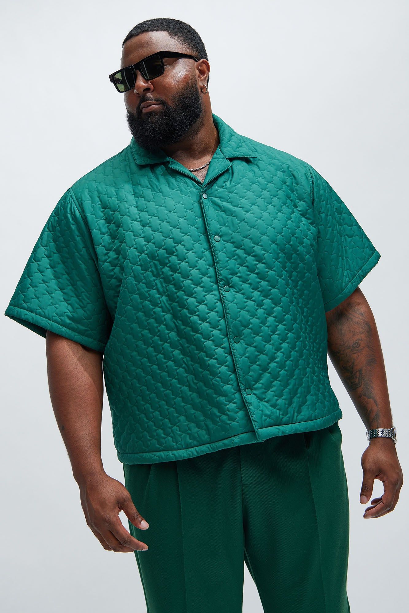 Hudson Quilted Nylon Shirt - Green sold by Fashion Nova product image thumbnail 5