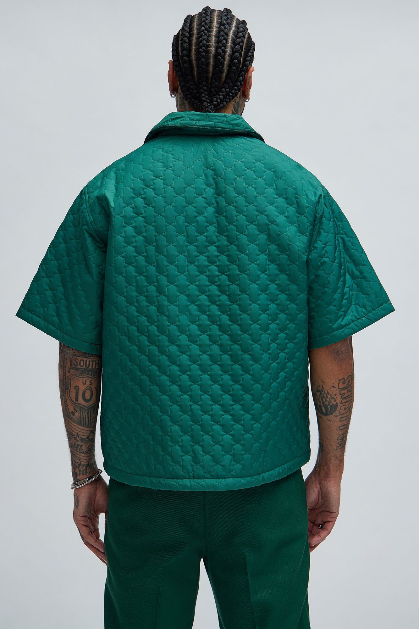 Hudson Quilted Nylon Shirt - Green sold by Fashion Nova product image thumbnail 4