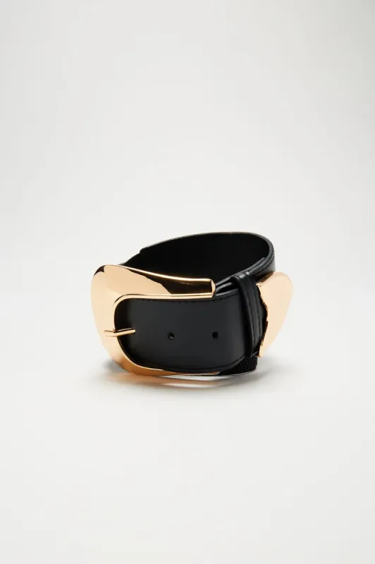 Dallas Wide Belt - Black/Gold sold by Fashion Nova