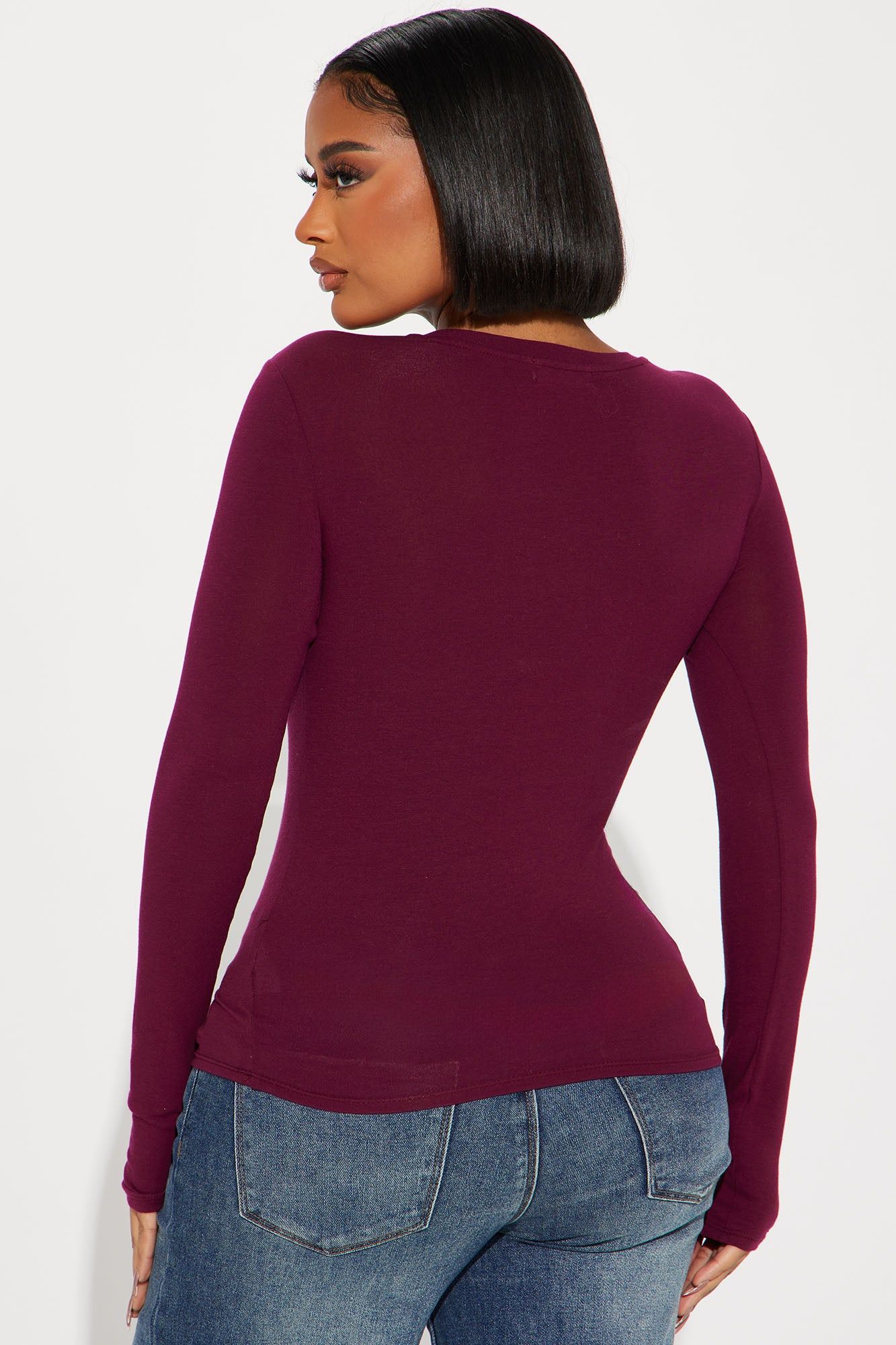 Nara Long Sleeve Top - Wine sold by Fashion Nova product image thumbnail 3