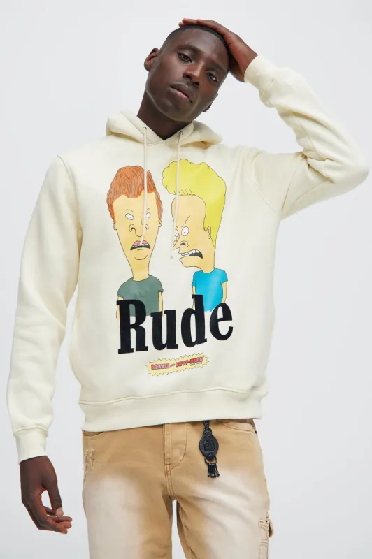 Rude Beavis & Butthead Hoodie - Off White sold by Fashion Nova