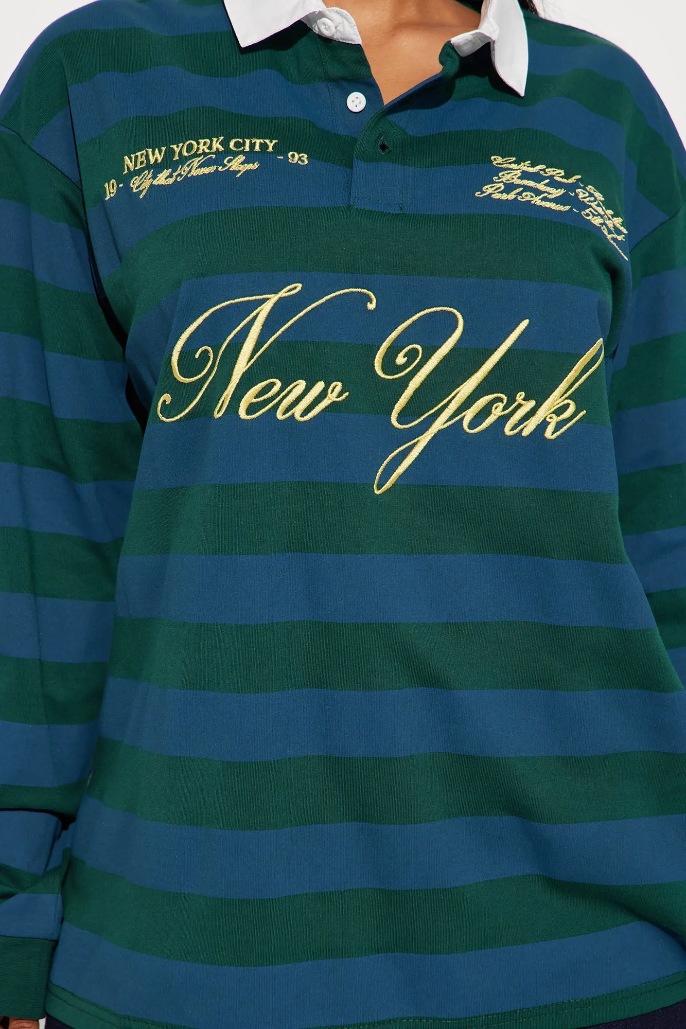 New York Striped Polo Top - Green/combo sold by Fashion Nova product image thumbnail 3