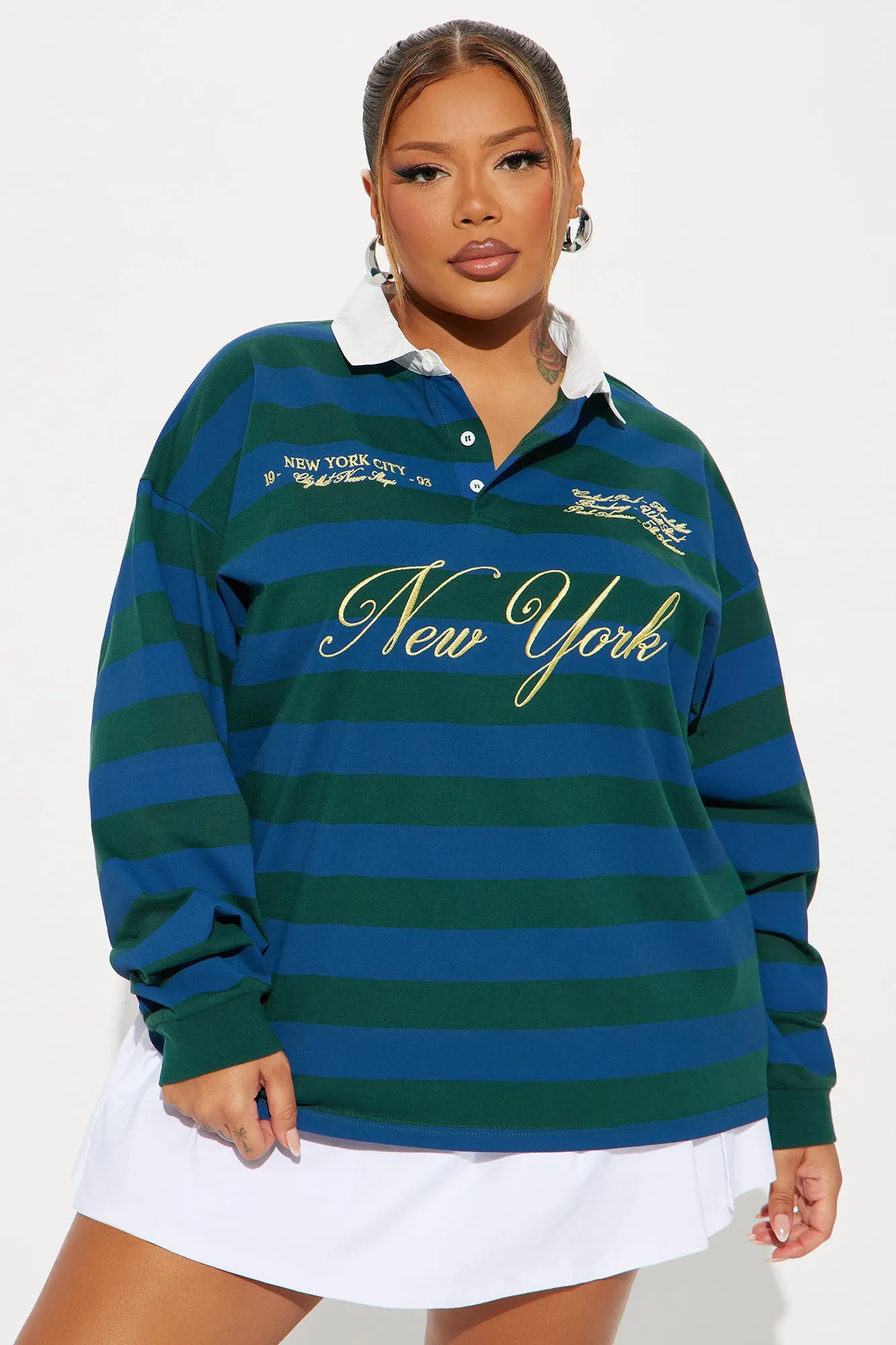 New York Striped Polo Top - Green/combo sold by Fashion Nova product image thumbnail 5