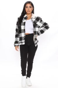 Chillin By The Fire Jacket - Black/White sold by Fashion Nova