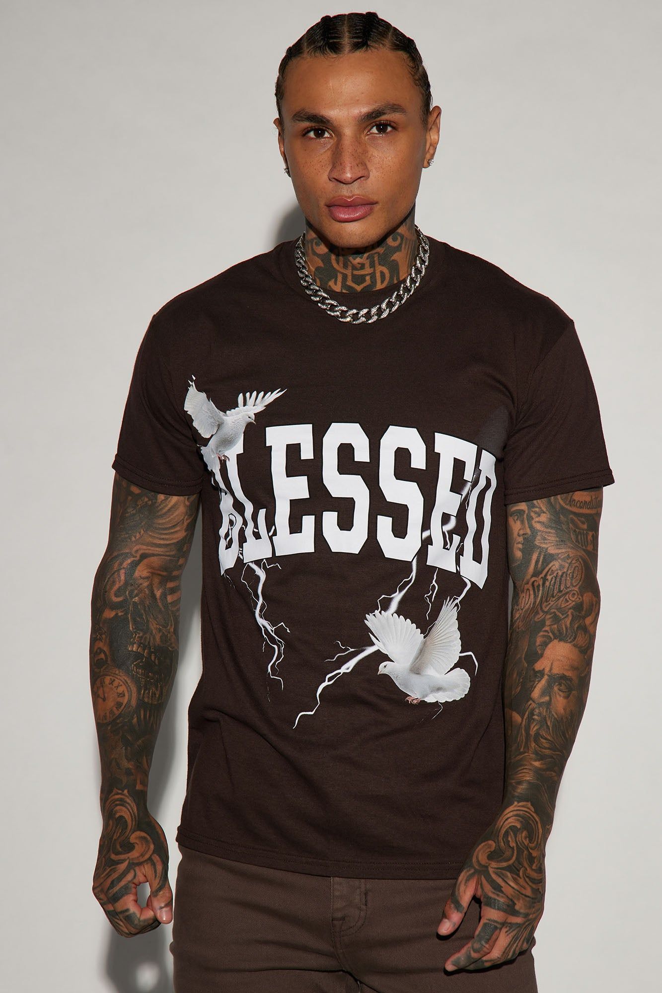 You Blessed Short Sleeve Tee - Brown sold by Fashion Nova