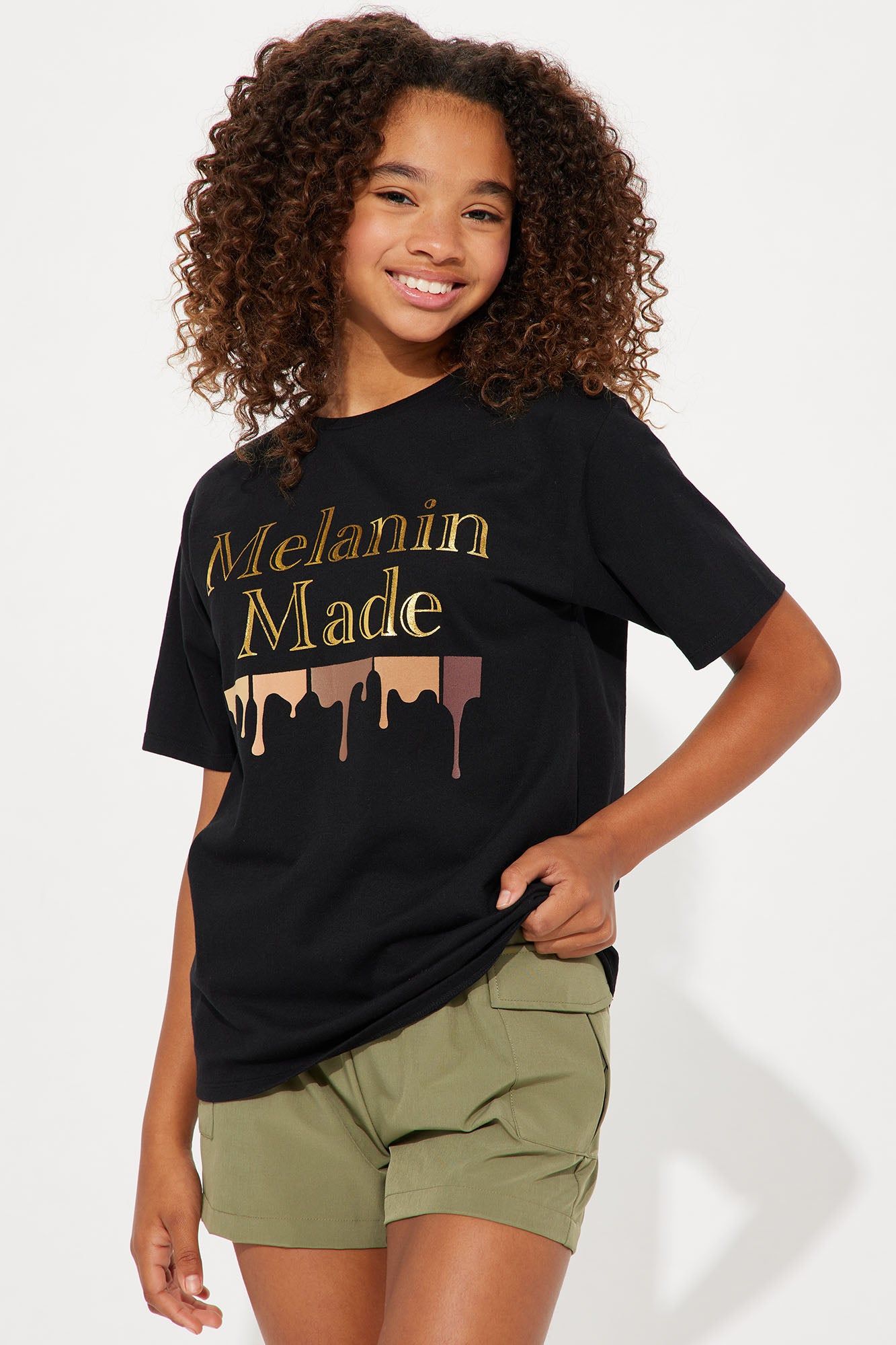 Mini Melanin Made Short Sleeve Tee - Black sold by Fashion Nova