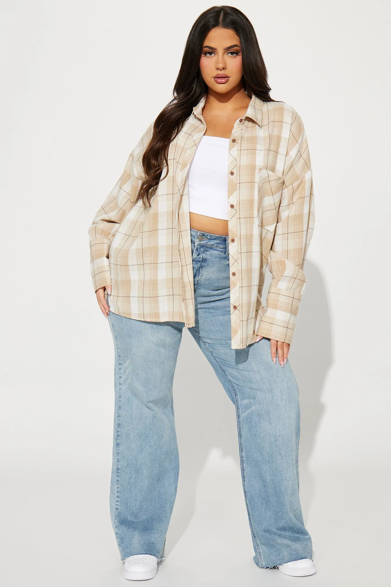 Fall For You Plaid Shirt - Taupe/combo sold by Fashion Nova product image thumbnail 5