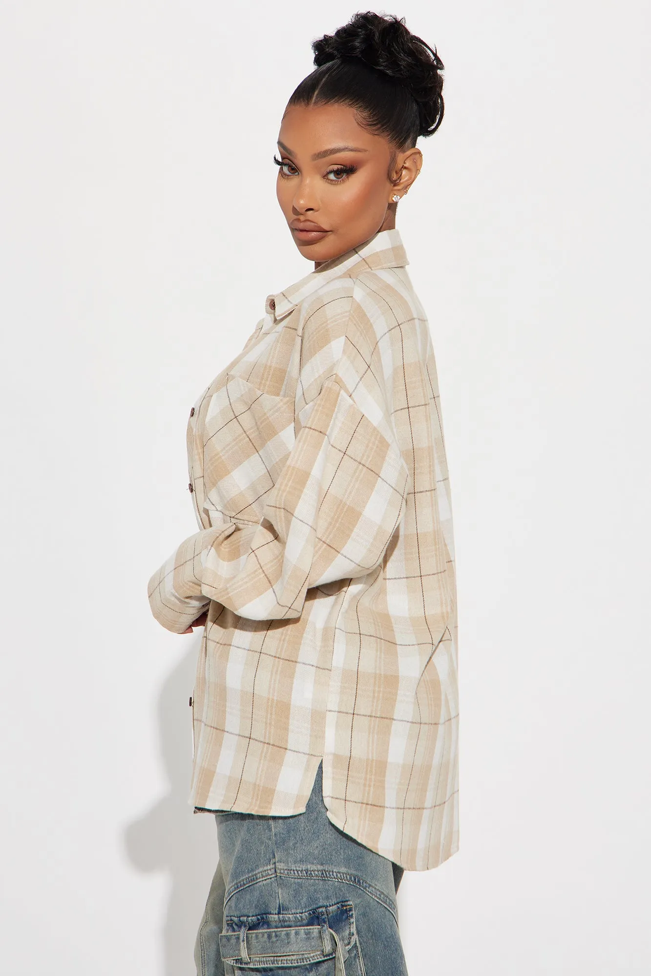 Fall For You Plaid Shirt - Taupe/combo sold by Fashion Nova product image thumbnail 3
