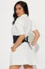 Madeleine Belted Mini Dress - White/Black sold by Fashion Nova