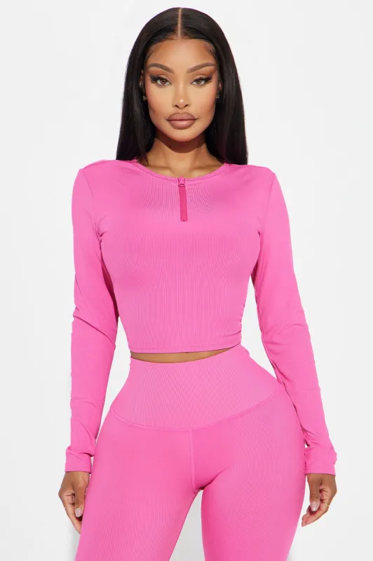 Wellness Ribbed Active Top - Hot Pink sold by Fashion Nova
